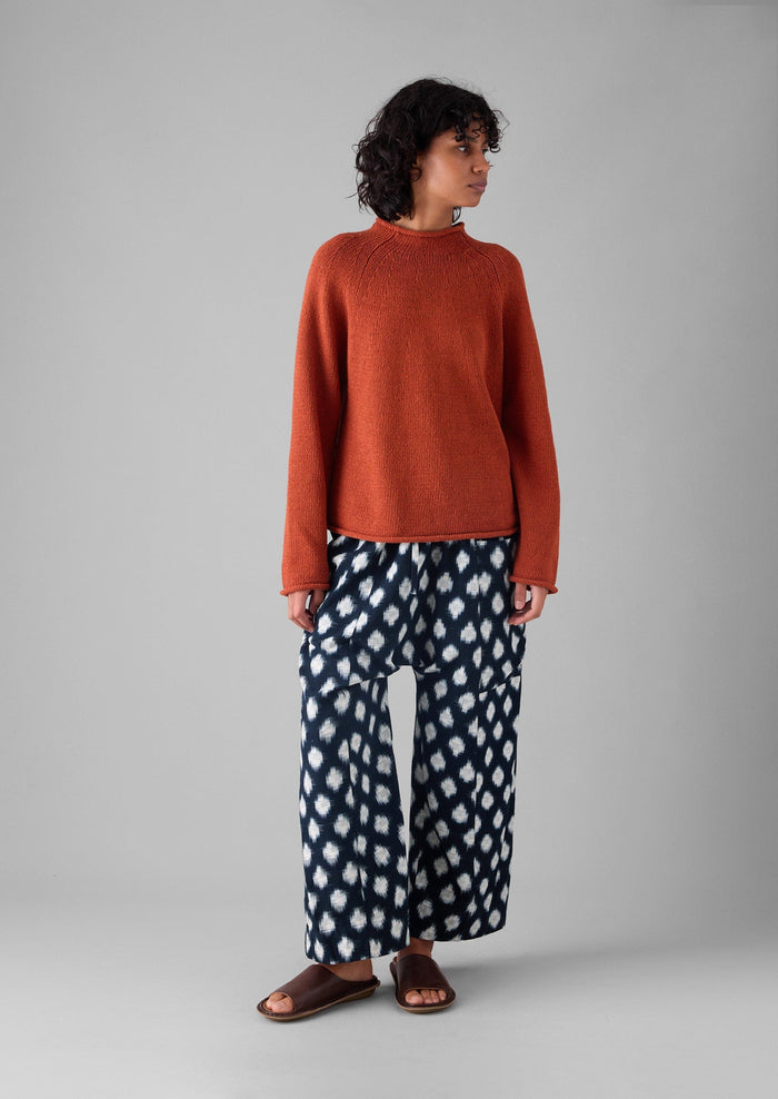 Crosshatch Ikat Pull On Trousers | Indigo Blue