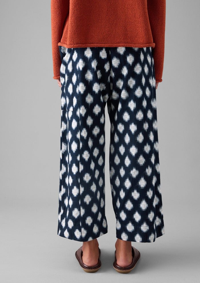 Crosshatch Ikat Pull On Trousers | Indigo Blue