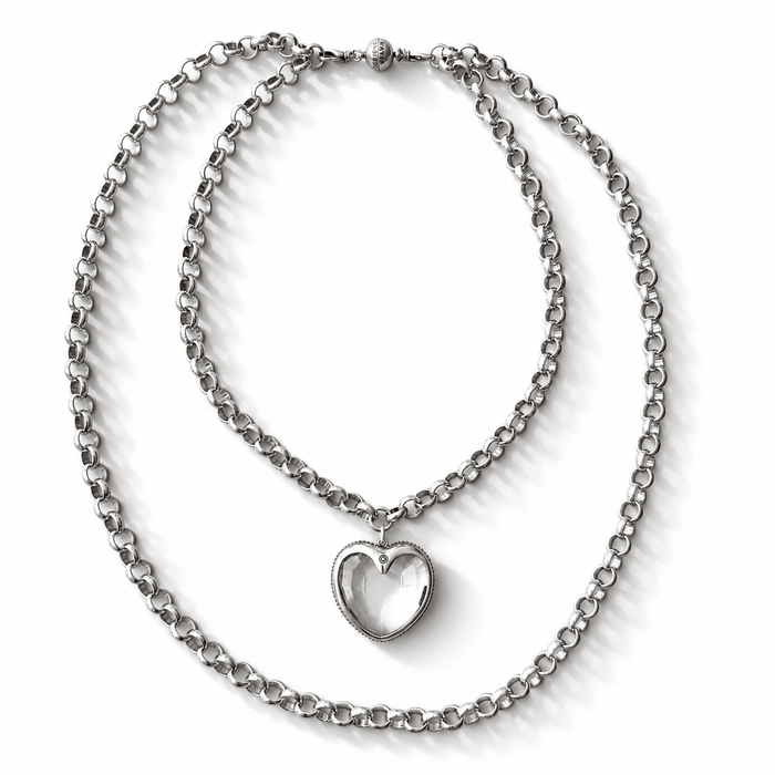 Crystal Heart Chunky Chain Layering Necklace