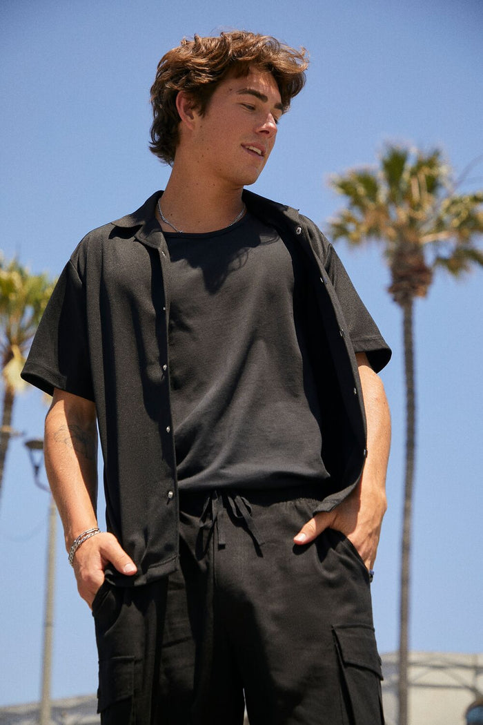 Cuban Collar Button-Up Shirt