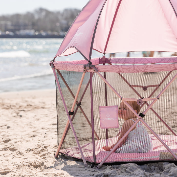 LIMITED EDITION- Go With Me® Eclipse Deluxe Portable Playard with Canopy - Canyon Rose - Baby Delight