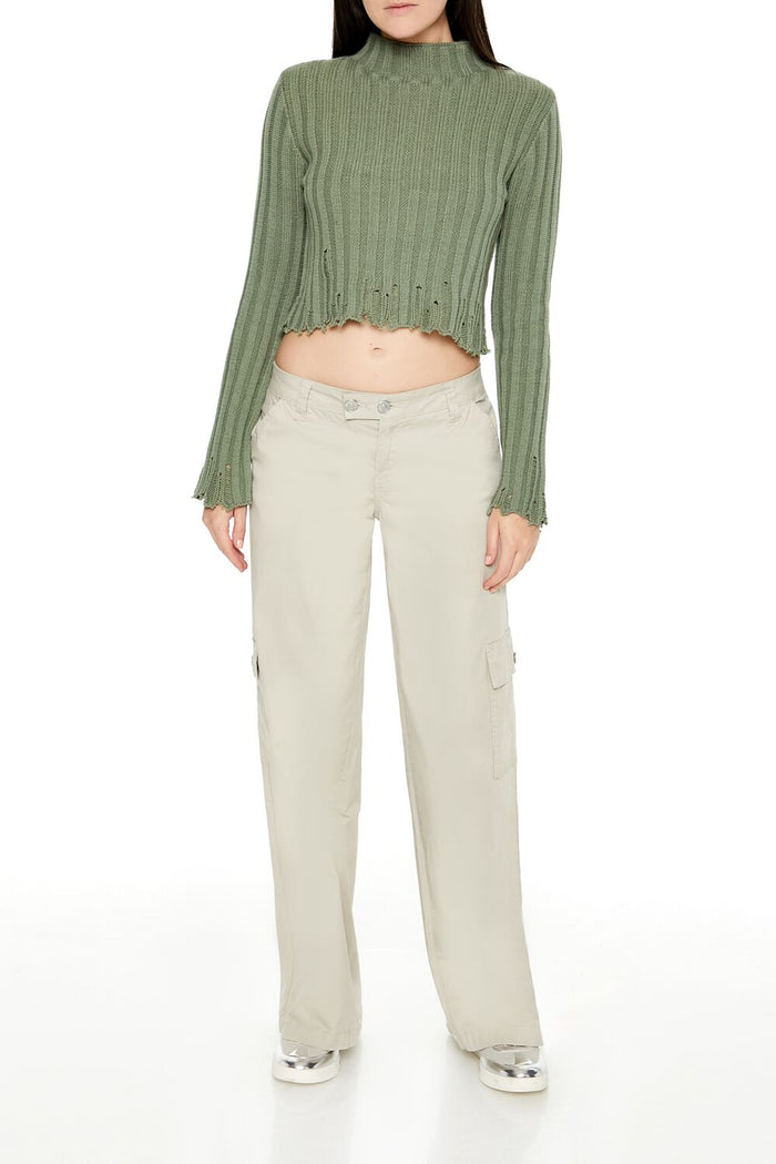 Distressed Mock Neck Sweater