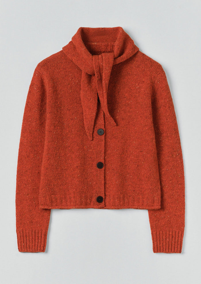 Donegal Merino Neckerchief Cardigan | Nasturtium