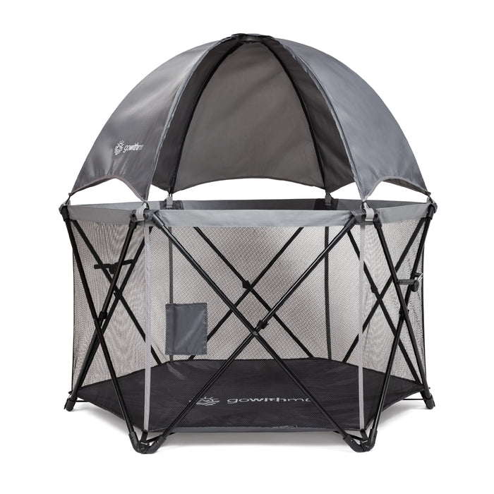 Go With Me® Eclipse Portable Playard with Canopy - Grey - Baby Delight