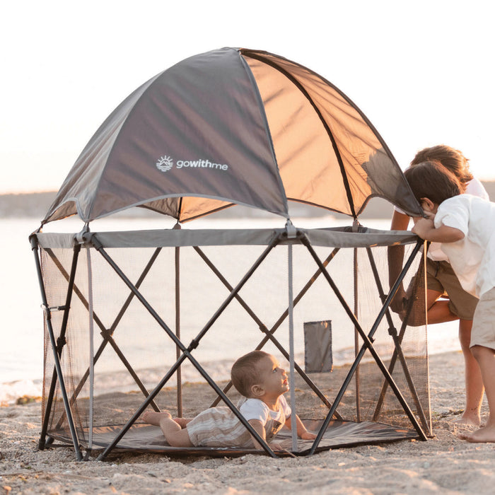 Go With Me® Eclipse Portable Playard with Canopy - Grey - Baby Delight