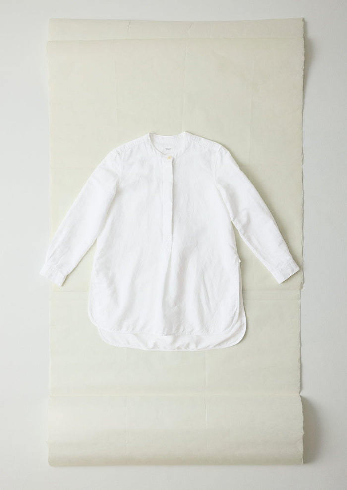 Elena Cotton Linen Tunic Shirt | Paper White
