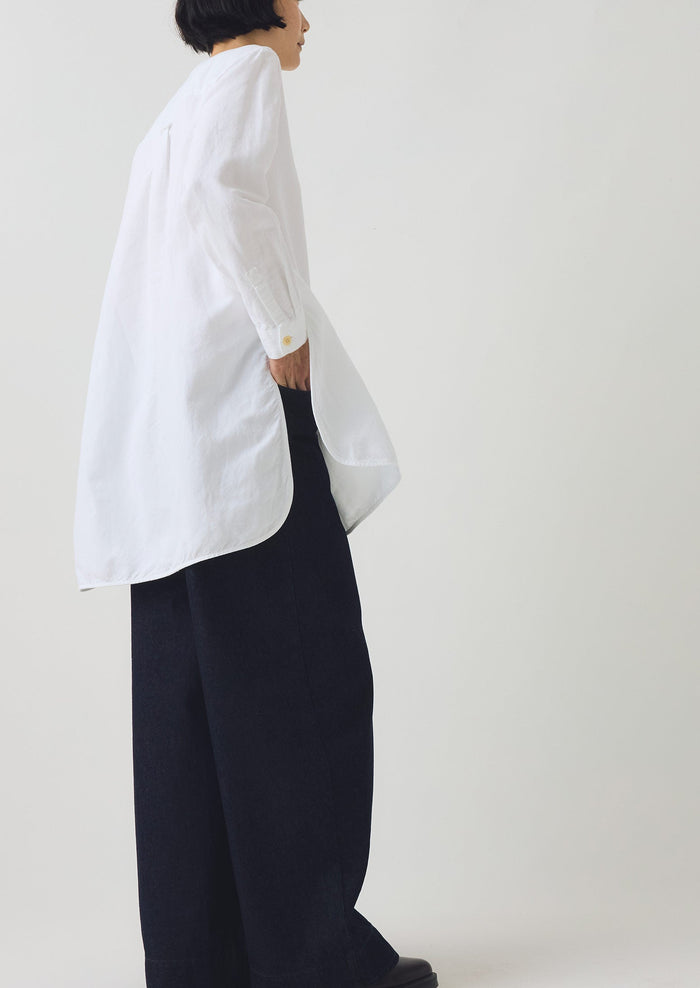 Elena Cotton Linen Tunic Shirt | Paper White