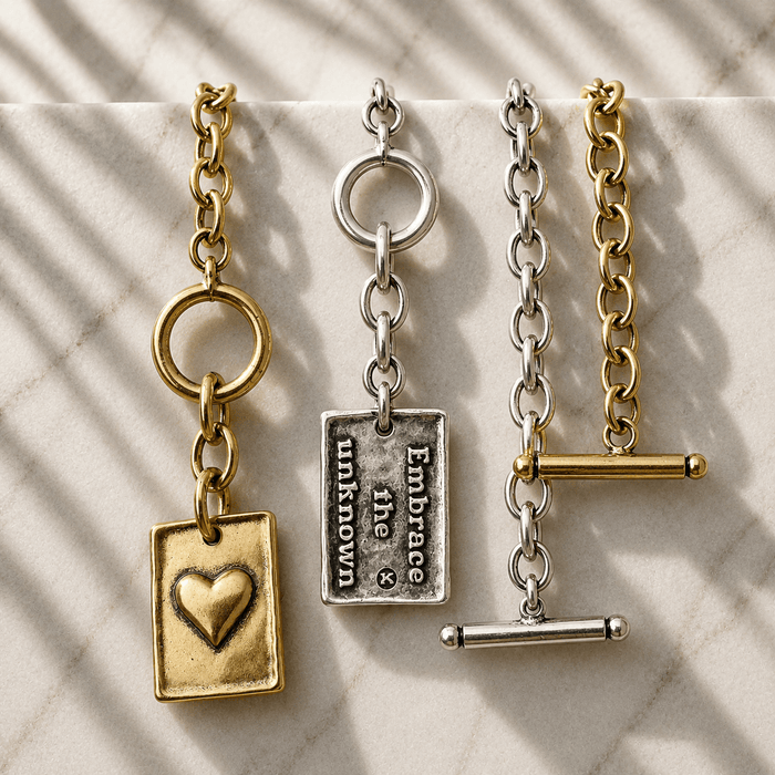 Embrace the Unknown Square Pendant Chain Bracelet