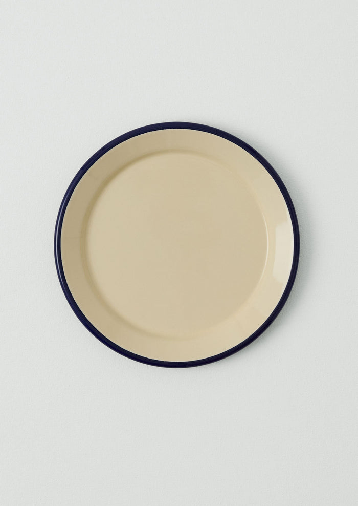 Enamel Dinner Plate | Cream/Blue