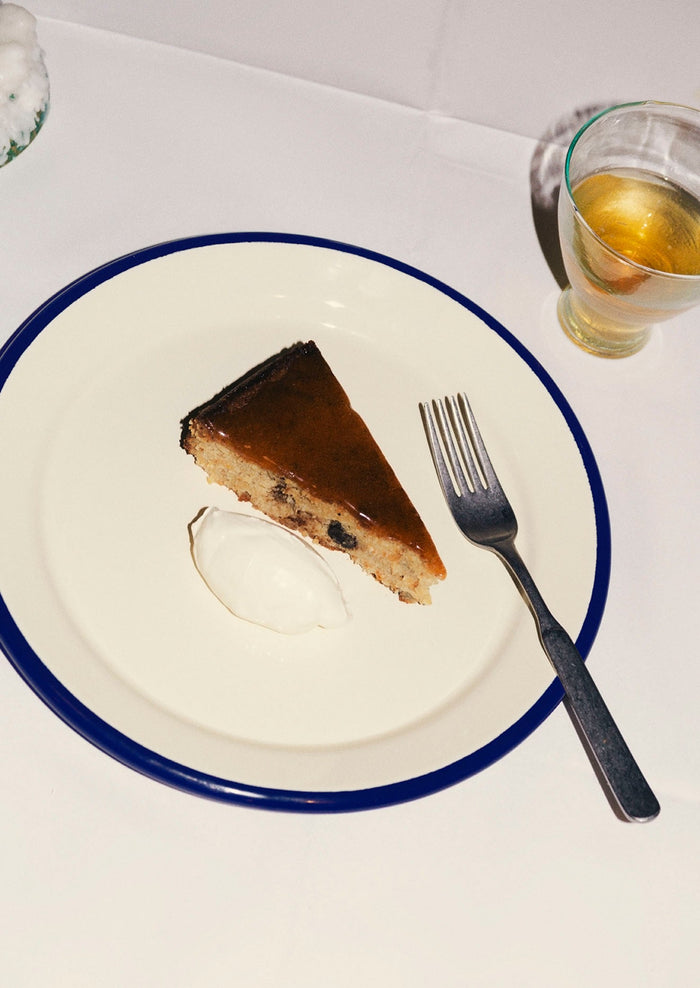 Enamel Dinner Plate | Cream/Blue