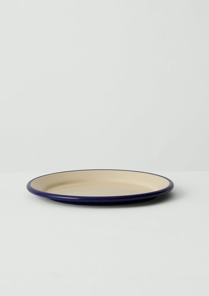 Enamel Dinner Plate | Cream/Blue