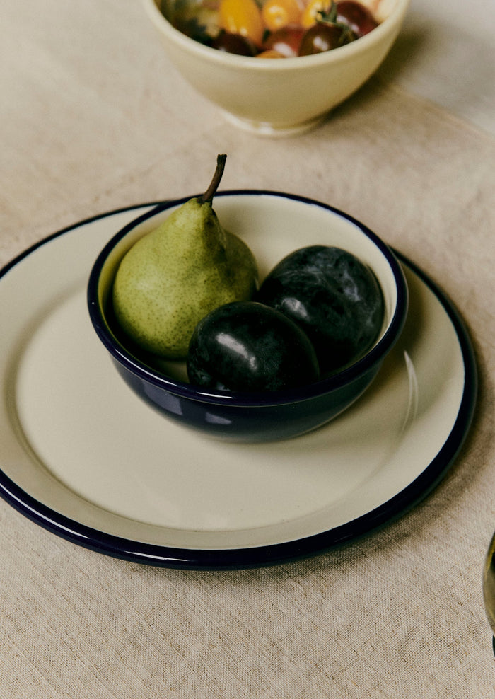 Enamel Picnic Bowl | Cream/Blue