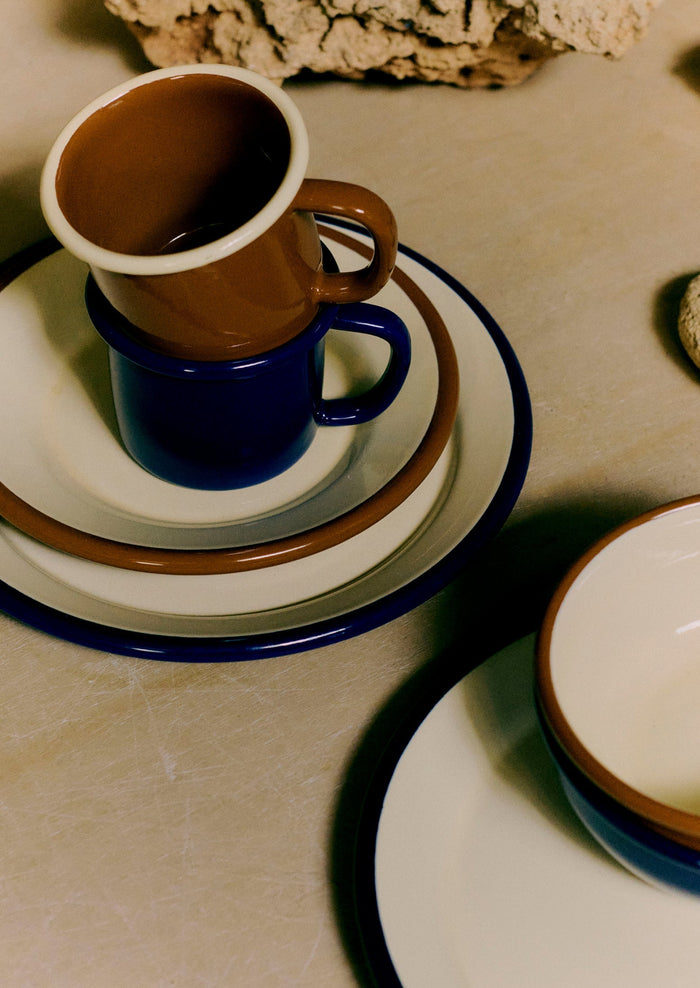 Enamel Picnic Bowl | Cream/Blue