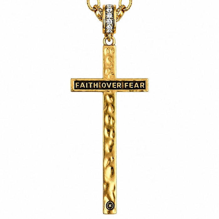 Faith Over Fear Black Cross Adjustable Necklace