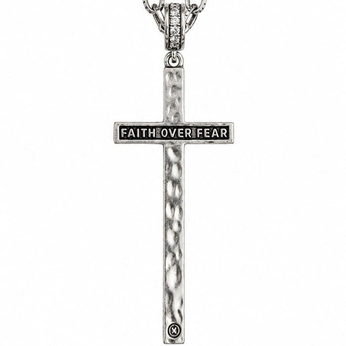 Faith Over Fear Black Cross Adjustable Necklace