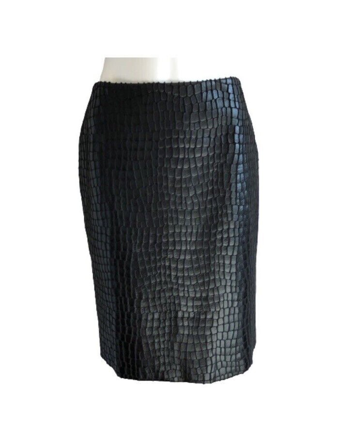 Faux Crocodile Embossed Skimmer Skirt