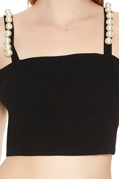 Faux Pearl Crop Top