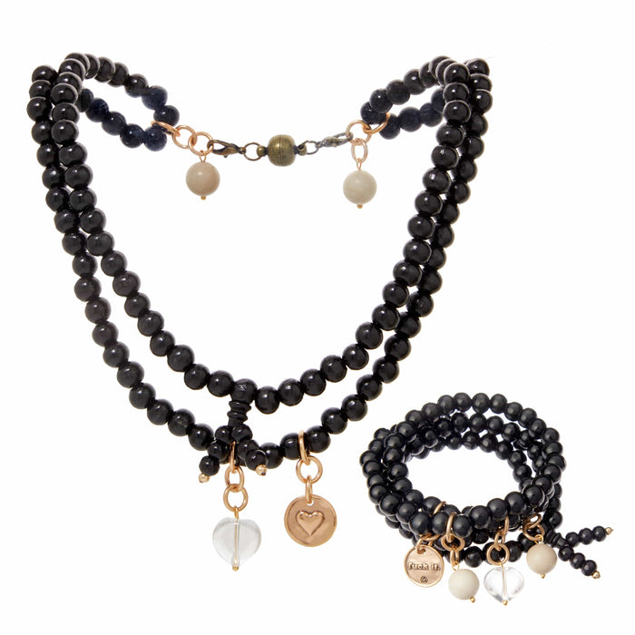 F*ck It Heart Wood Boho Wrap Bracelet/Necklace