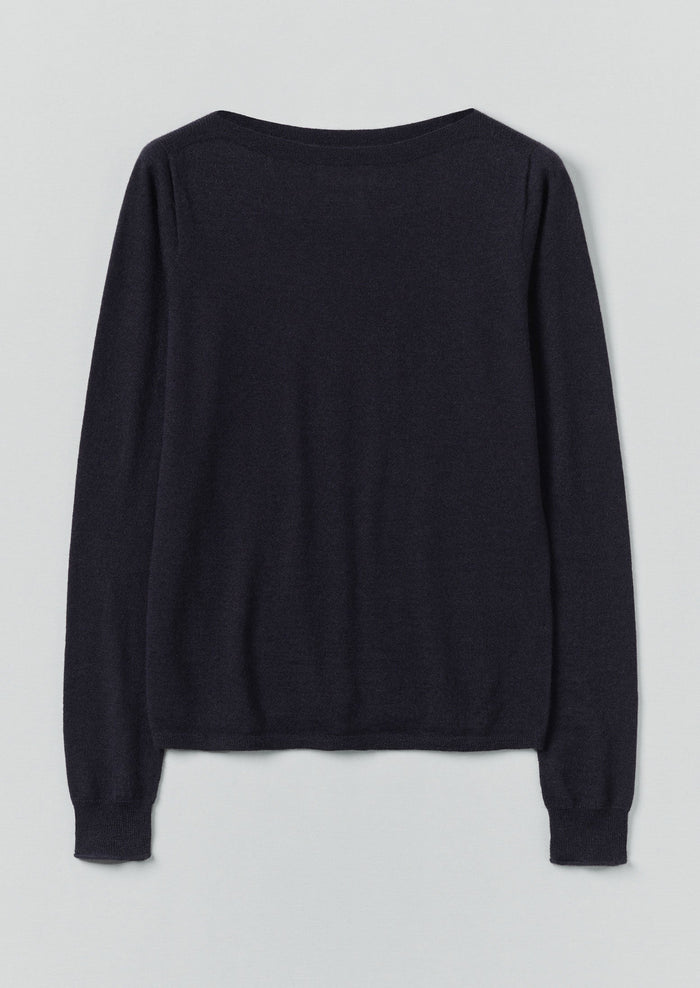 Fine Wool Cashmere Sweater | Dark Navy
