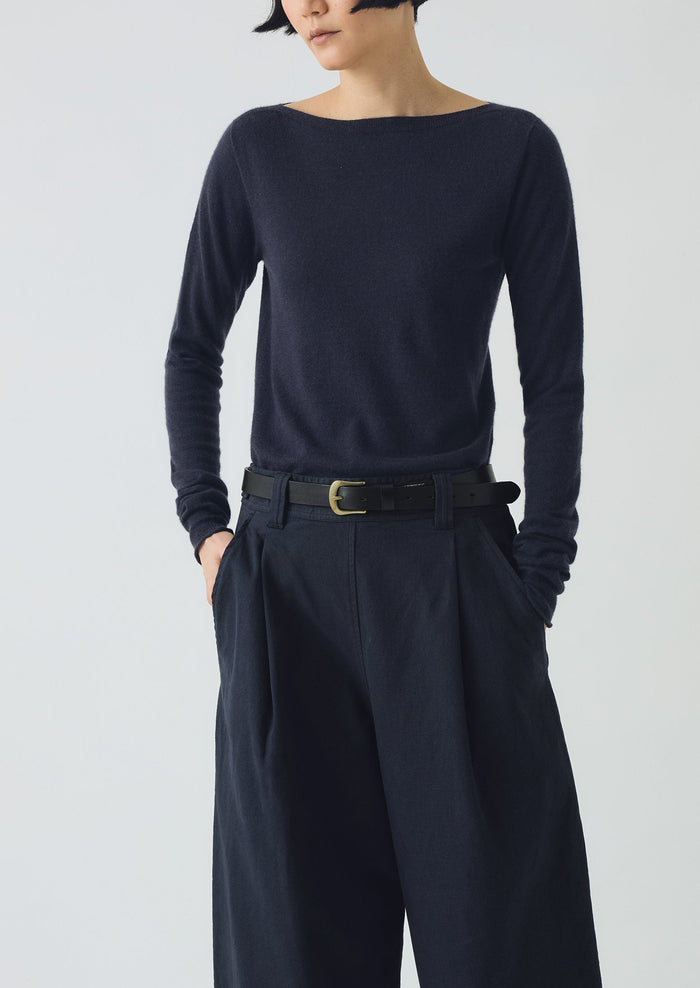 Fine Wool Cashmere Sweater | Dark Navy