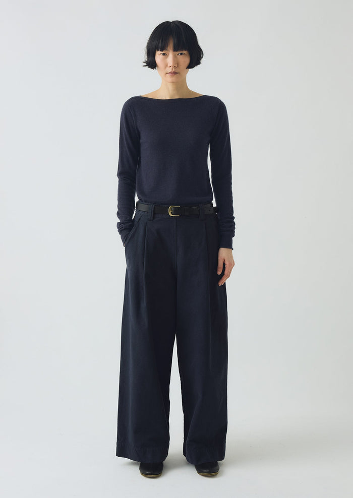 Fine Wool Cashmere Sweater | Dark Navy