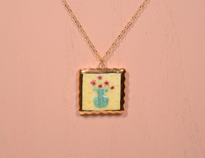 Flower Vase Portrait Necklace
