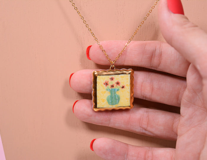 Flower Vase Portrait Necklace