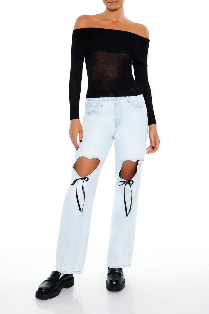Foldover Off-the-Shoulder Sweater