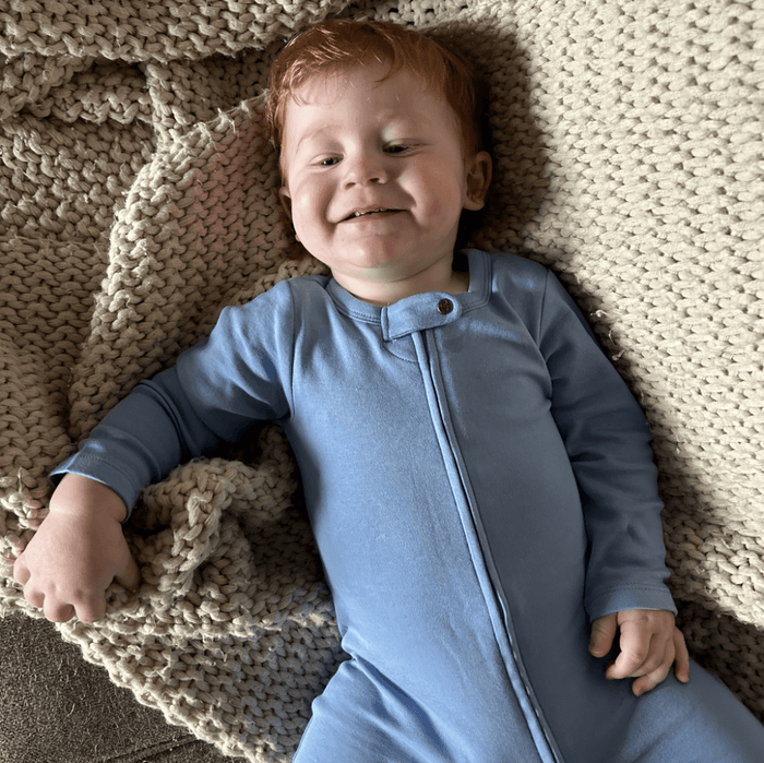 Baby footie |  periwinkle blue Finn + Emma