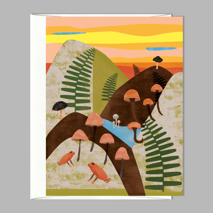 Frogs and Mushrooms Greeting Card