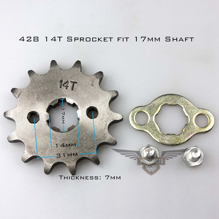 Front Sprocket 17mm 428 Size 14 Teeth