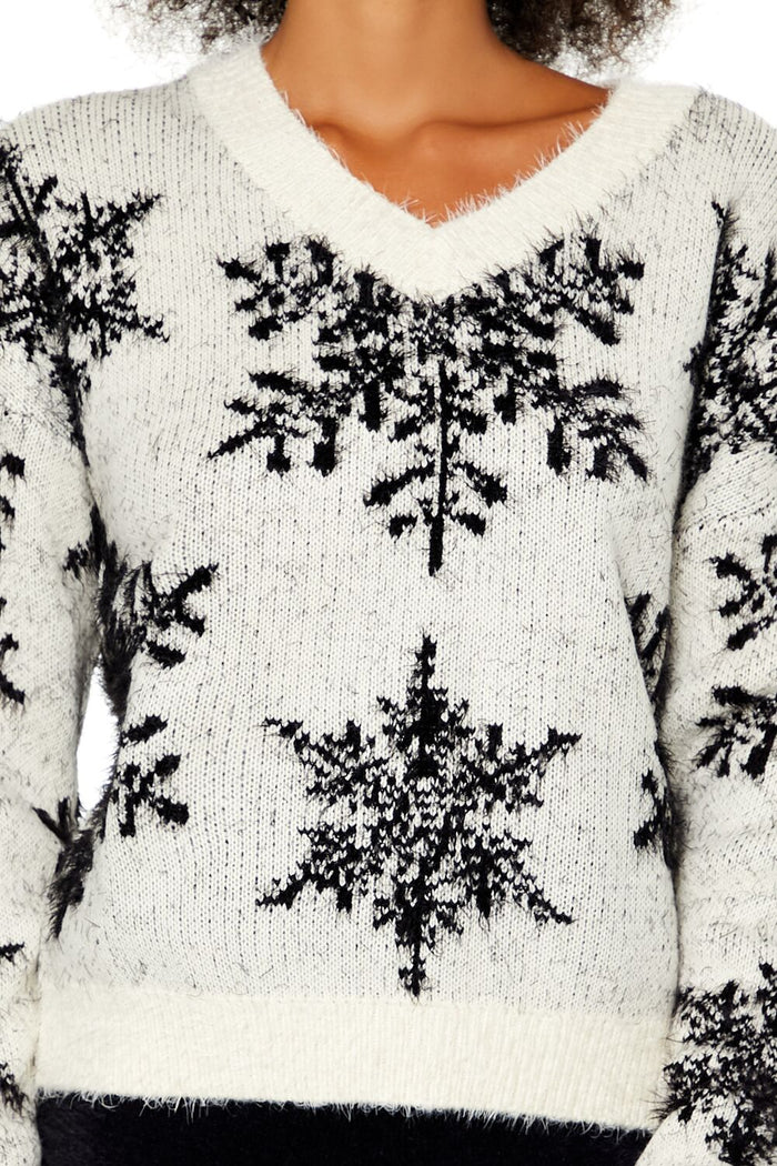 Fuzzy Knit Snowflake Sweater