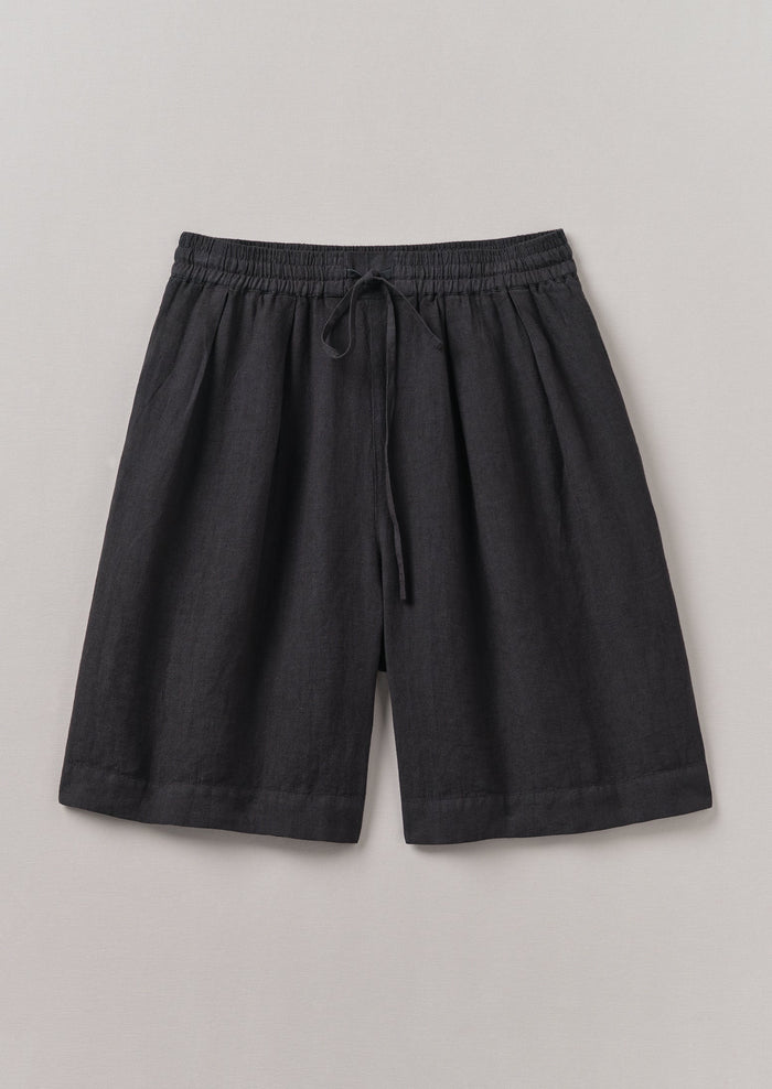 Garment Dyed Drawstring Shorts | Black Pepper
