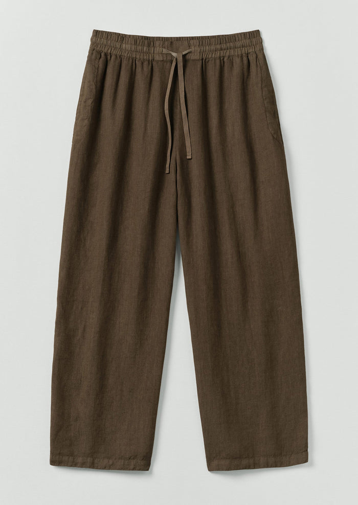 Garment Dyed Linen Drawstring Trousers | Pear