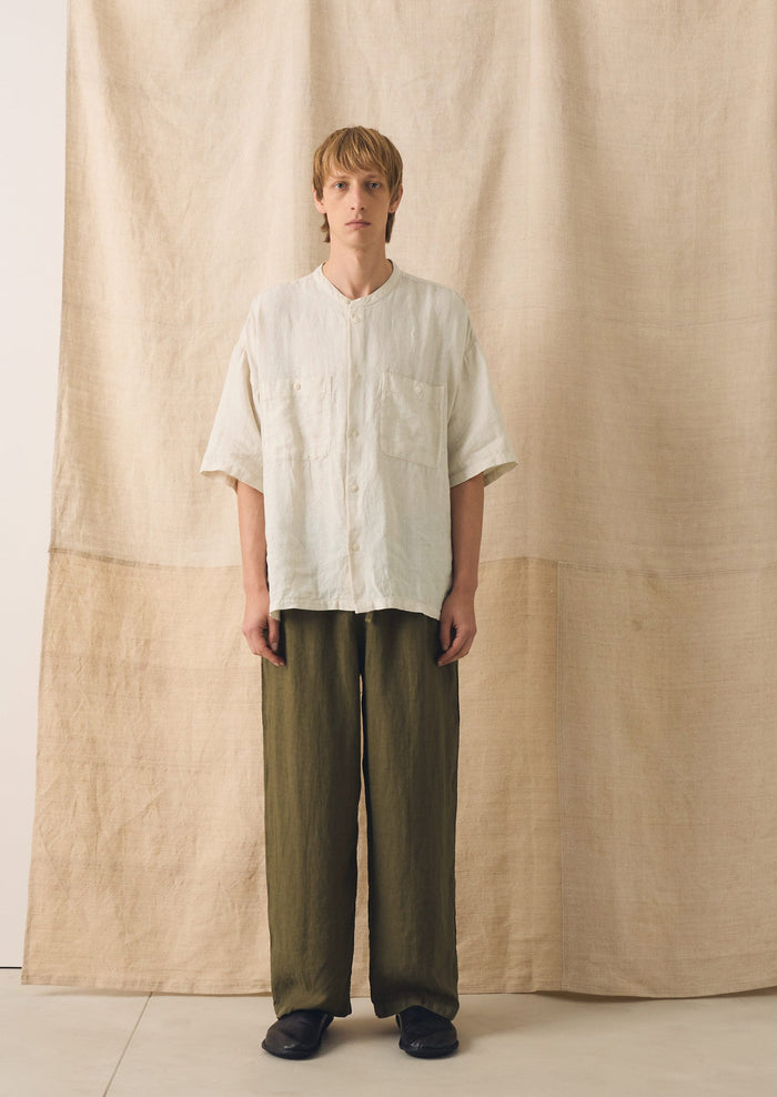 Garment Dyed Linen Drawstring Trousers | Pear