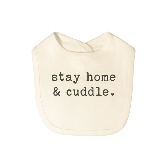 Baby graphic bib | stay home and cuddle finn + emma
