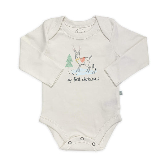Baby graphic bodysuit | christmas deer (long sleeve) finn + emma