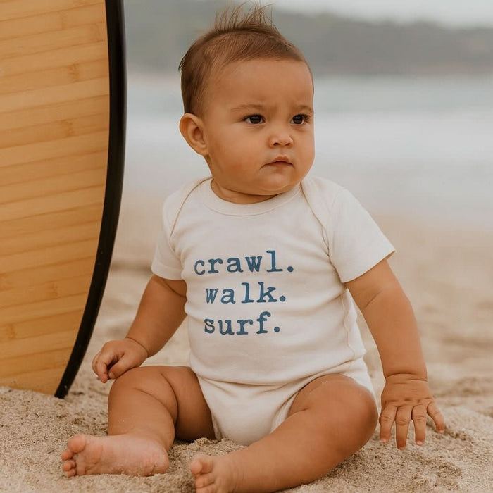 Baby graphic bodysuit | crawl walk surf finn + emma
