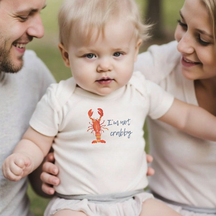 Baby graphic bodysuit | Im not crabby finn + emma