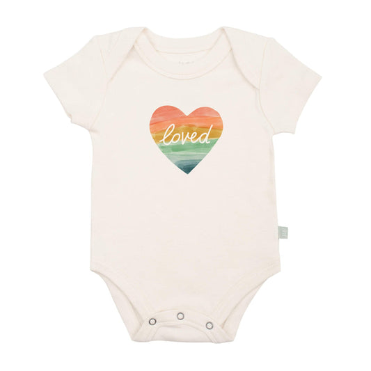 Baby graphic bodysuit | loved rainbow heart finn + emma
