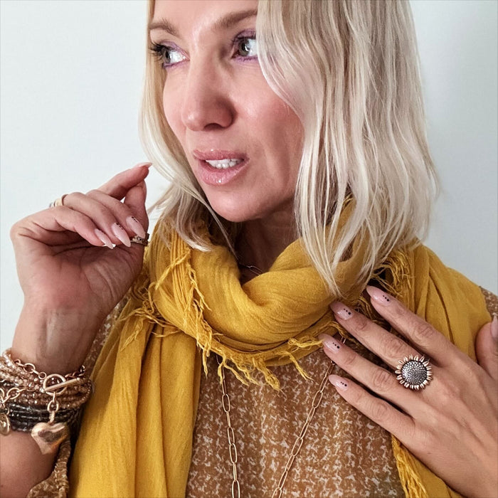 Have Faith Sunflower Inspire Adjustable Ring