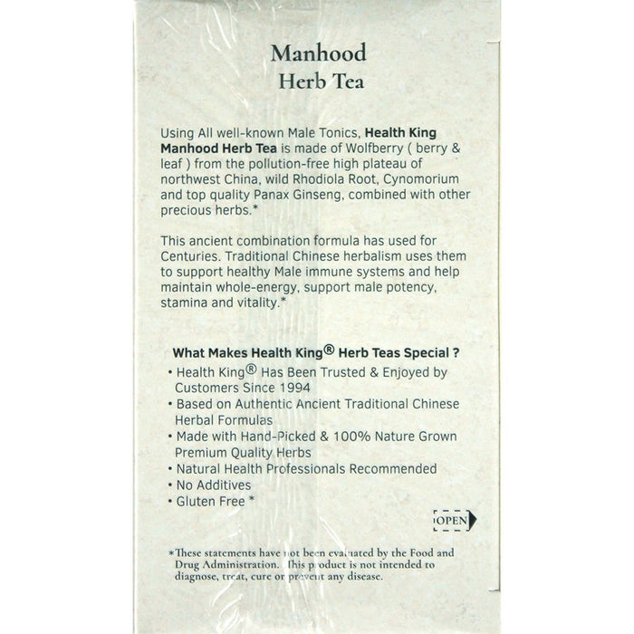 Health King Manhood Herb Tea, herbal wellness blend made with traditional botanicals, crafted for a smooth, aromatic tea to enjoy as part of a daily wellness routine.