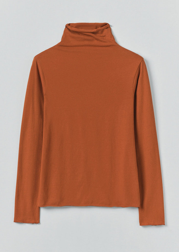 High Neck Soft Cotton Tee | Burnt Sienna