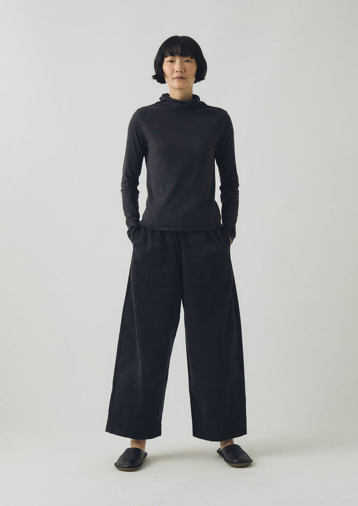 High Neck Soft Cotton Tee | Soft Charcoal