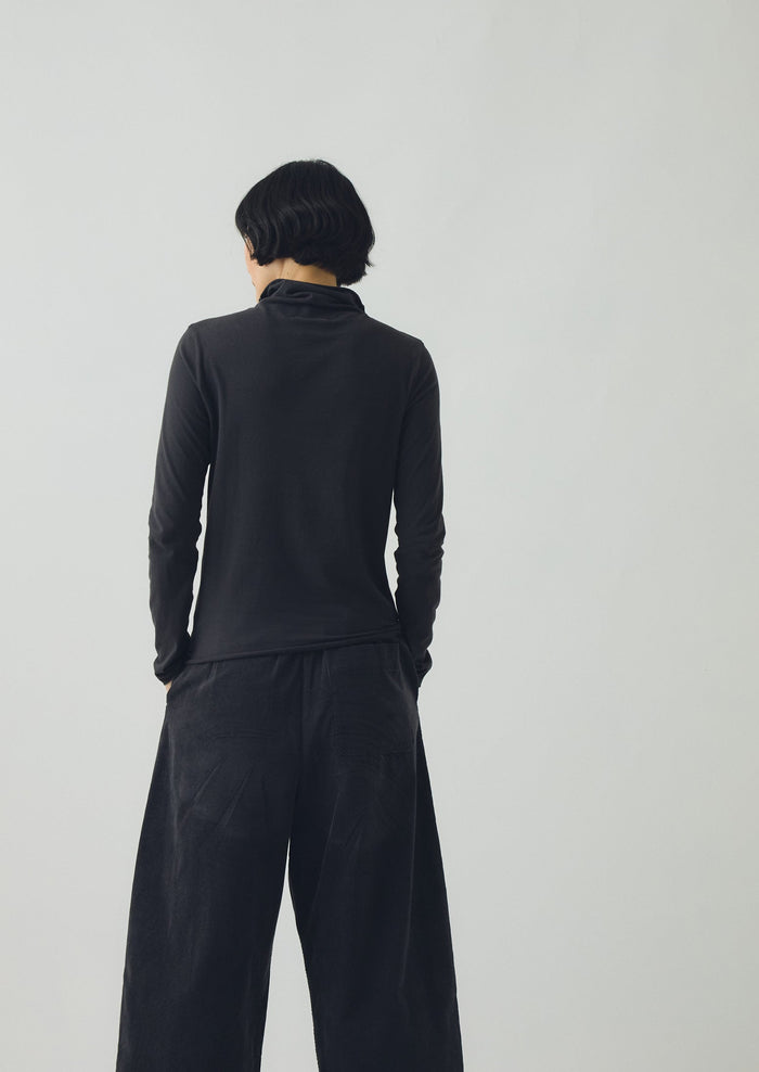 High Neck Soft Cotton Tee | Soft Charcoal