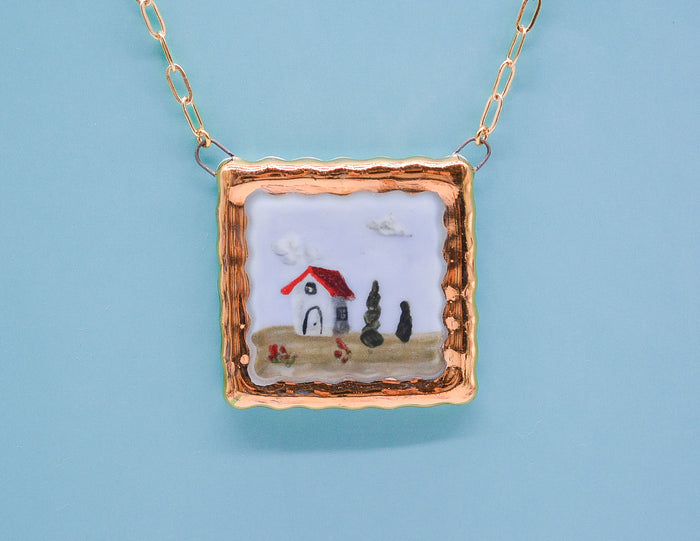 Hillside Villa Painting Necklace