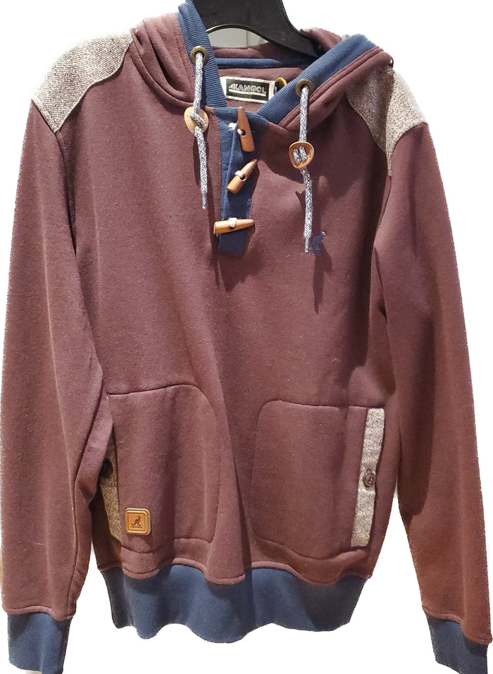 Hoodie kangol bourgogne et bleu foncé
