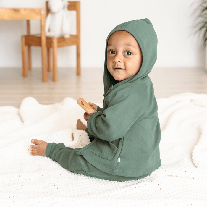 Baby hoodie | pine green finn + emma
