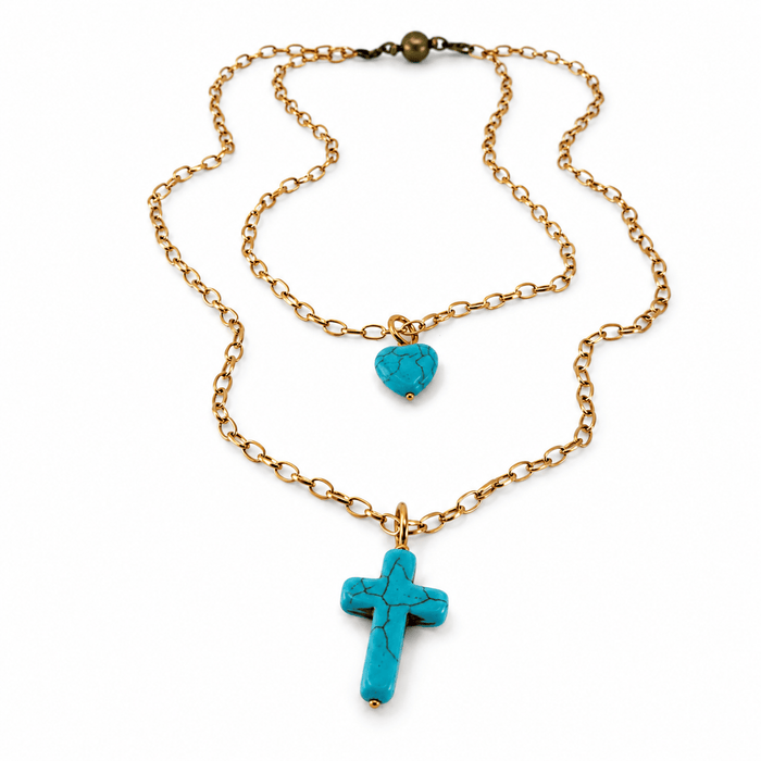 Antique Gold / Blue howlite