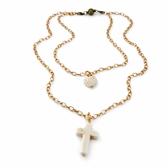 Antique Gold / Off white howlite